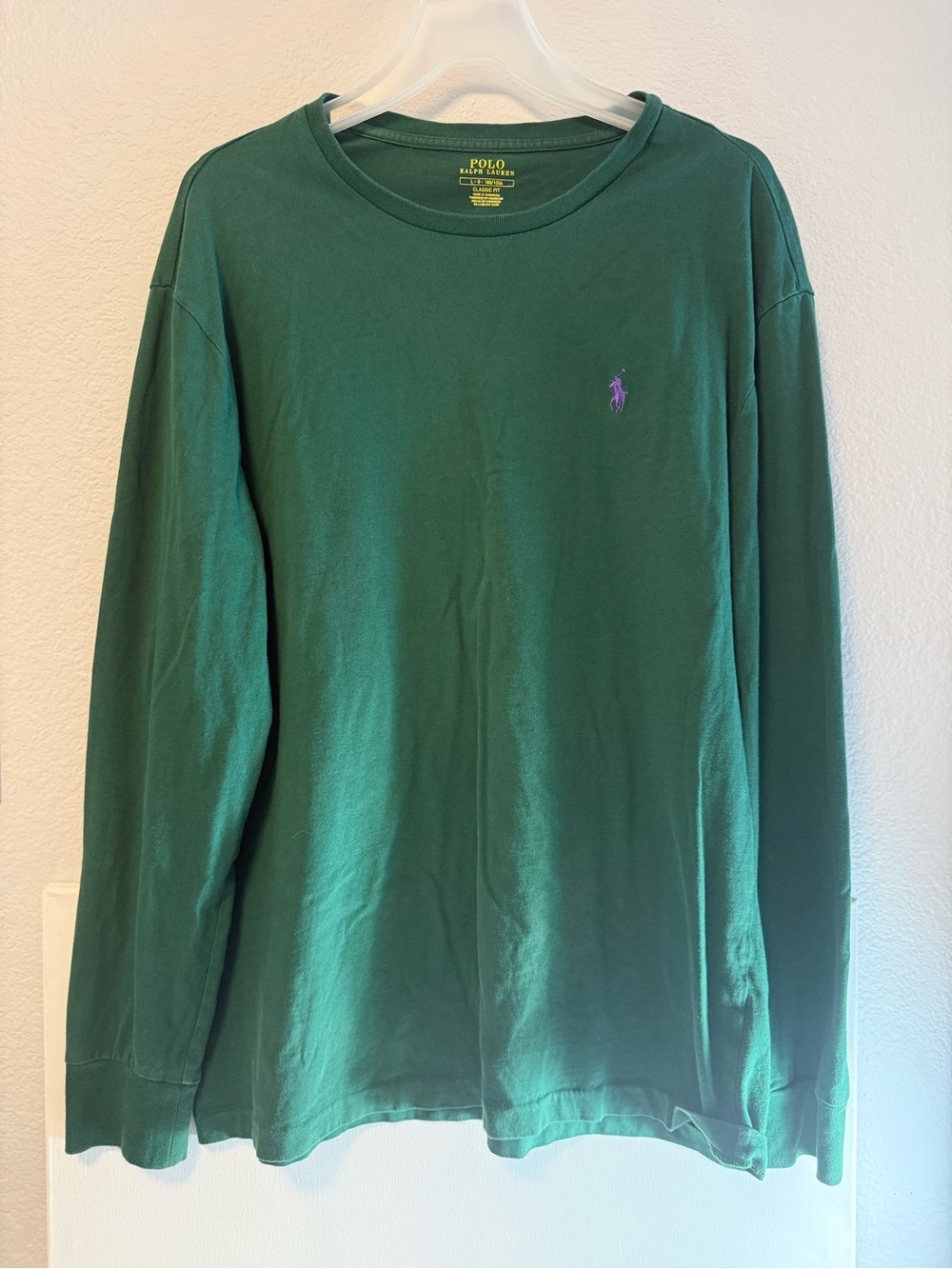 Polo Ralph Lauren Boys XL 18-20 Men’s Medium Green Small Pony Long Sleeve Shirt